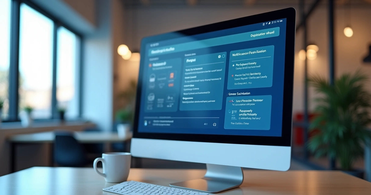 Dashboard digital de correspondências jurídicas indicando status de envio 