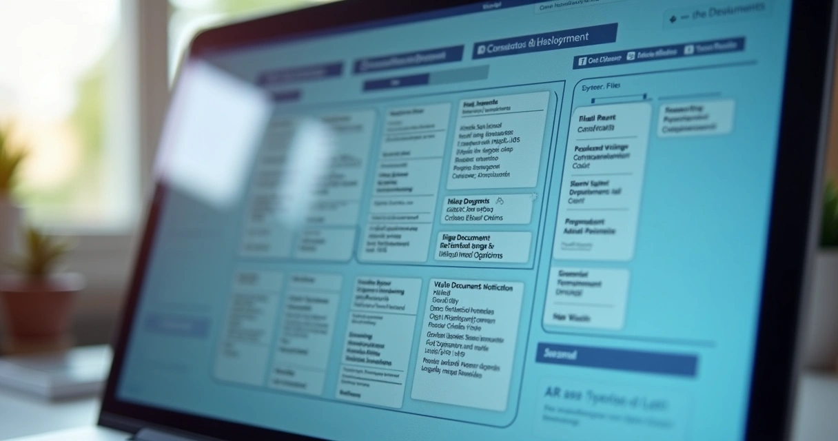 Tela de sistema organiza documentos jurídicos de cobranças de modo digital 